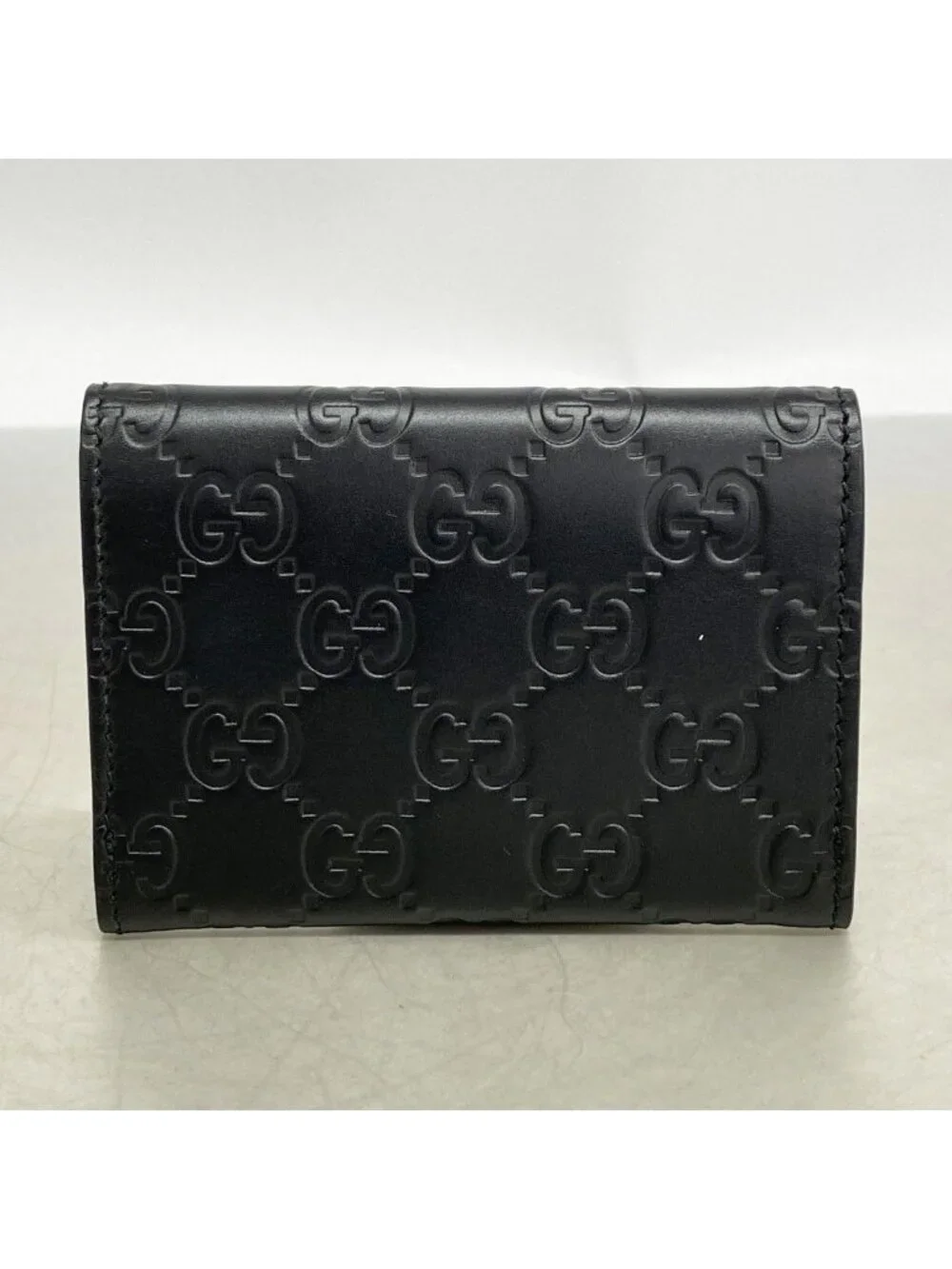 Gucci Business Card Holder Guccissima Leather Black Silver